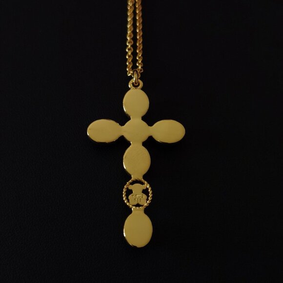 Tous Silver-Gold-Plated Cross Colored Gemstone Necklace - Picture 3 of 9